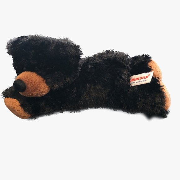 Aurora World Black Bear Bean Bag Brown Snout and Feet, 8" Age 3+ - Picture 1 of 6